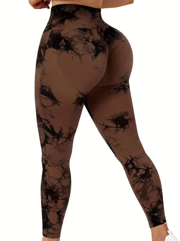 Women's Tie Dye Print Ruched High Waist Sports Tummy Control Leggings, Workout Clothes Women, Sporty Skinny Pants, Workout Clothes for Women, Fall Outfits 2024, Gym Clothing, Women Sport & Outdoor Clothing