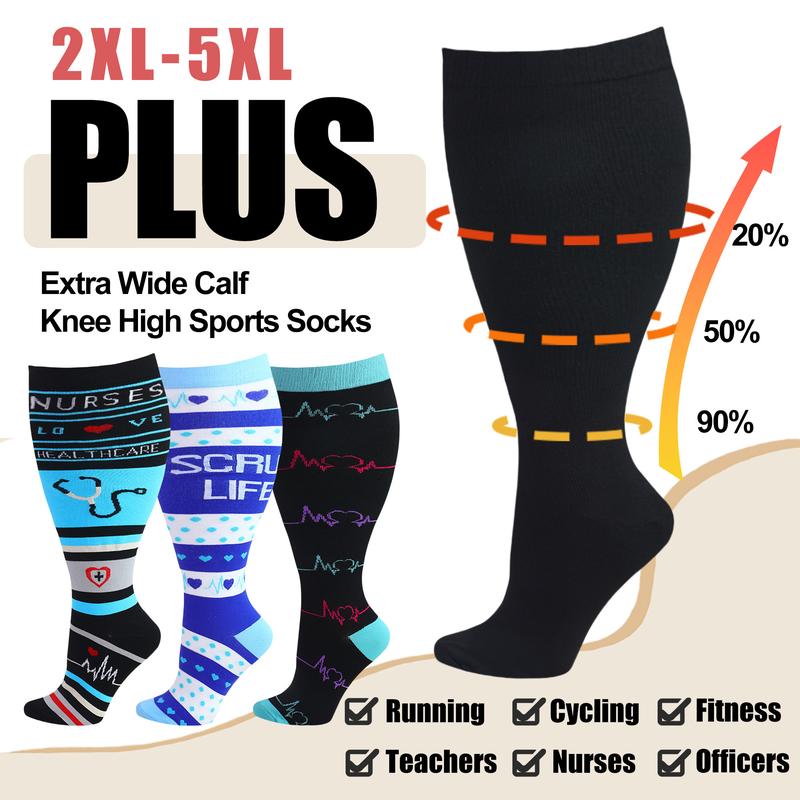 ISUNIE Plus Size Sports Socks for Men and Women-3 pairs Sport Stockings Support for Sports,Running,Hiking,Christmas,Winter