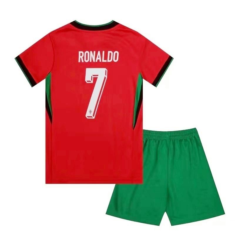 New Ronaldo Jersey 2024 Portugal Home Jersey Football Training Uniforms Matching Shorts Sock Set