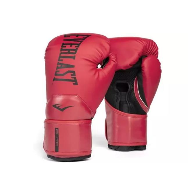 Everlast Elite 2 Red Boxing Gloves with Integrated Palm Foam and Wedge-Shaped Hook and Loop Strap