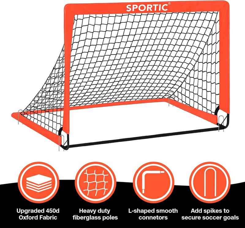 2 Pack 4' x 3' Soccer Goal Net Set for Indoor and Outdoor Portable Soccer Net with Carrying Bag & Ground Pegs soccer net