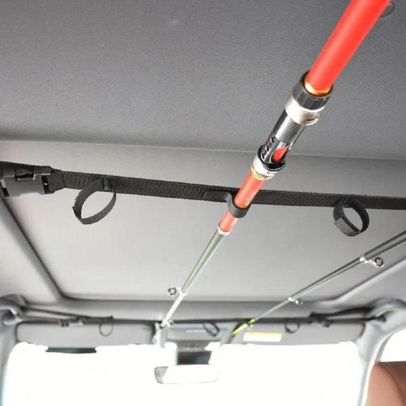 Car Interior Adjustable Fishing Rod Holder, Outdoor Folding Fishing Rod Carrier Stand Belt, Fishing Accessory Tool