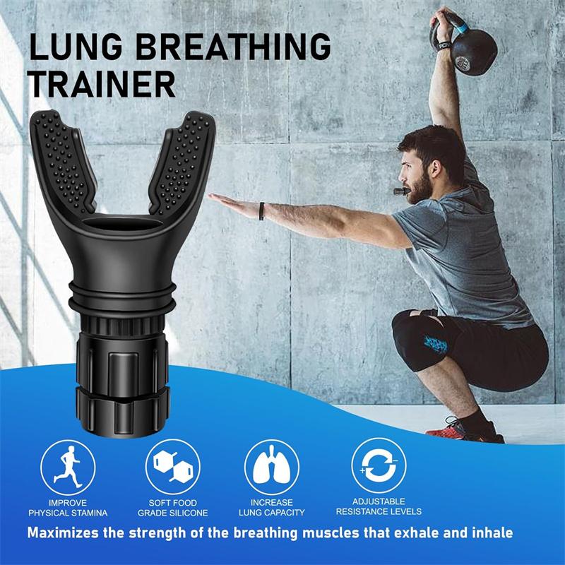 Portable Adjustable Lung Breathing Trainer,Breathing Exercise Device for Sports & Outdoor,Workout Accessories for Running Cycling Swimming Yoga