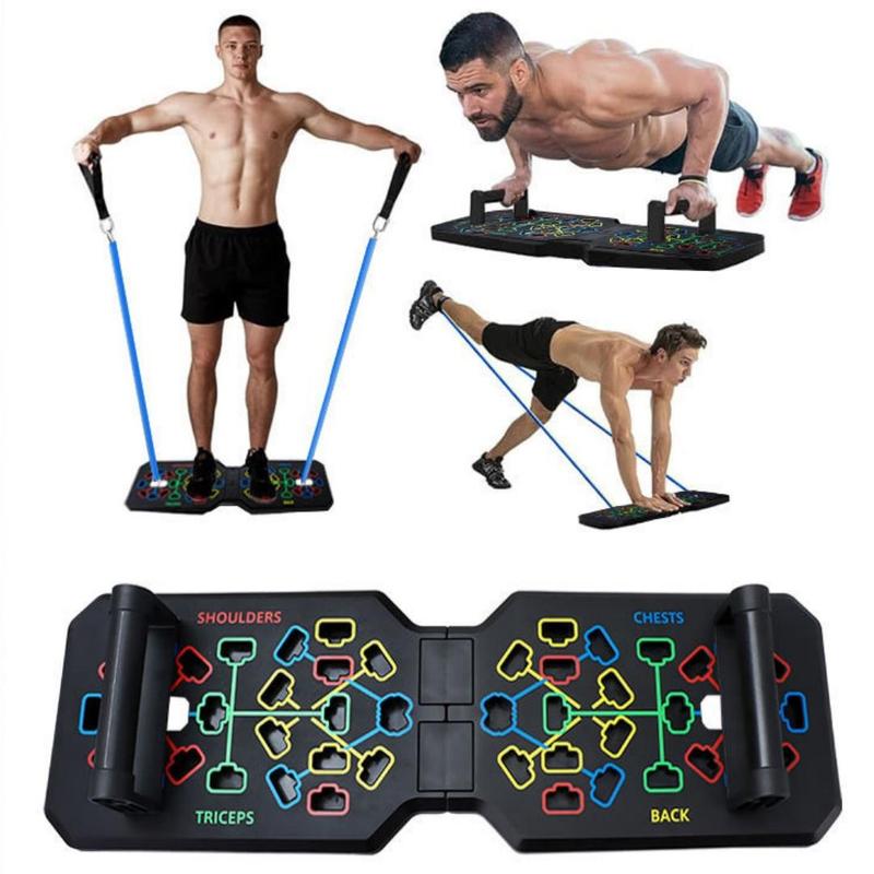 Push Up Bar with Resistance Band & Non-slip Sticker, 1 2 Sets Home Fitness Equipment for Chest & Abdominal Muscle Training, Push Up Board, Gym Equipment , Christmas Gift