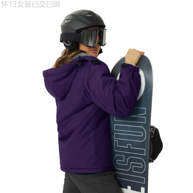 Waterproof Windproof Hooded Ski Jacket for Women - Insulated Winter Coat with Adjustable Cuffs, Multiple Pockets, and Breathable Fabric for Snowboarding, Hiking, Camping, and Outdoor Sports