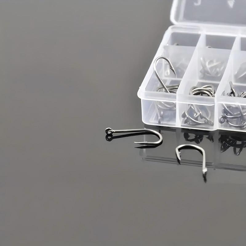 Fishing Hook Set, 100pcs box Fishing Hook with Barbed Hook & Storage Box, Fishing Tackle for Outdoor Fishing, Christmas Gift