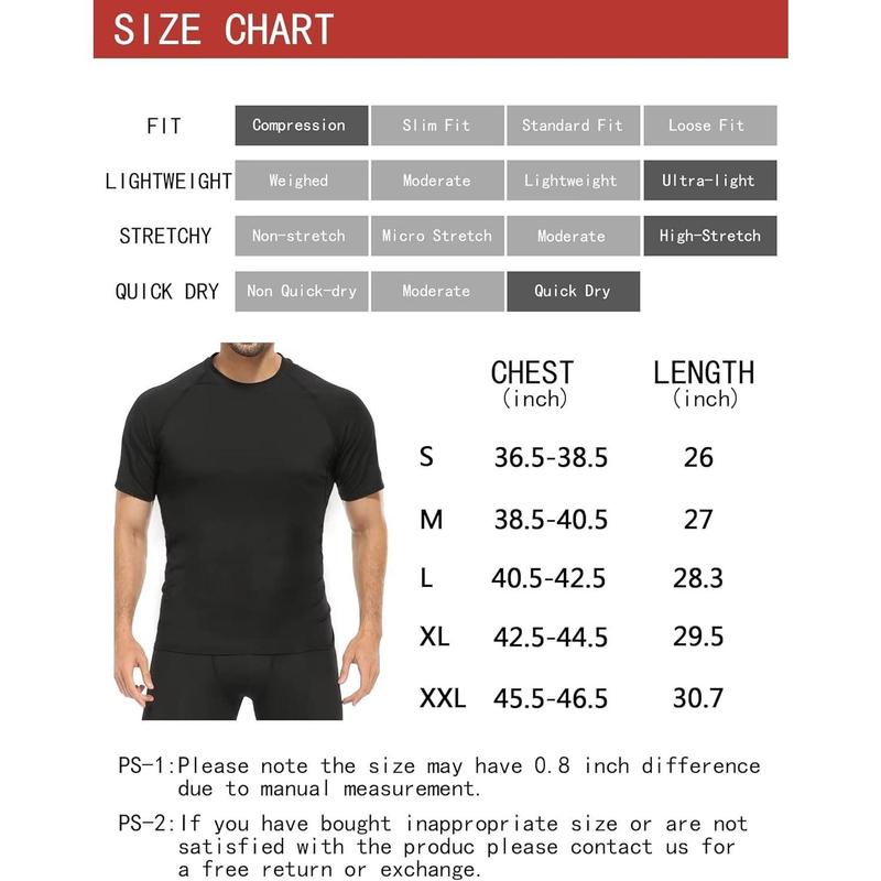 6 or 4 Pack Men's Compression Shirt Short Sleeve Athletic Baselayer Sports T Shirts Workout Tops for Men