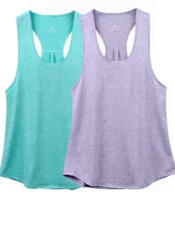 Women's Plain U Neck Tank Top, 2024 Clothes Women, Sleeveless Quick Drying Sports Vest for Yoga Gym Workout, Running Vest for Back to School, Tank Tops for Women, Size Runs Small, It Is Recommended To Order One Size Larger