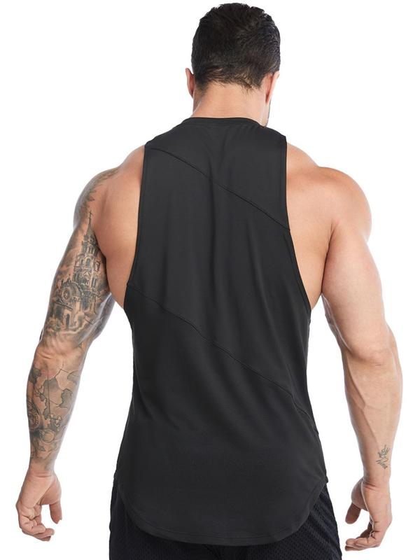 Men's Plain Round Neck Sports Vest, Quick Drying Breathable Loose Tank Top, Mens Clothing, Men's Sportswear for Indoor Outdoor Running