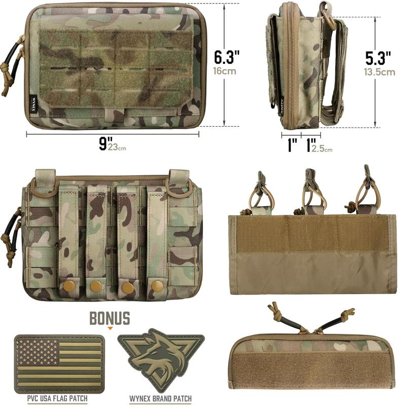 Molle Admin Pouch of Kangaroo Style, Tactical Utility Tool Pouch with Mag Zipper Strip Insert Modular EDC Medical Bag Organizer Attachment Patch Included