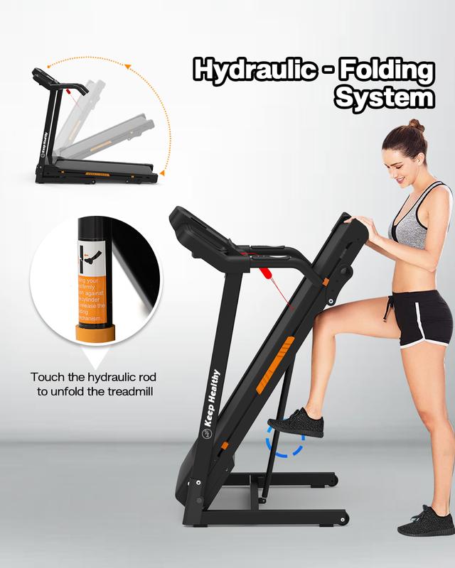 330LBS Capacity Folding Treadmill with 3-Level Incline, 3.5HP Motor, Up to 8.5MPH Speed, LED Display and Pulse Monitor