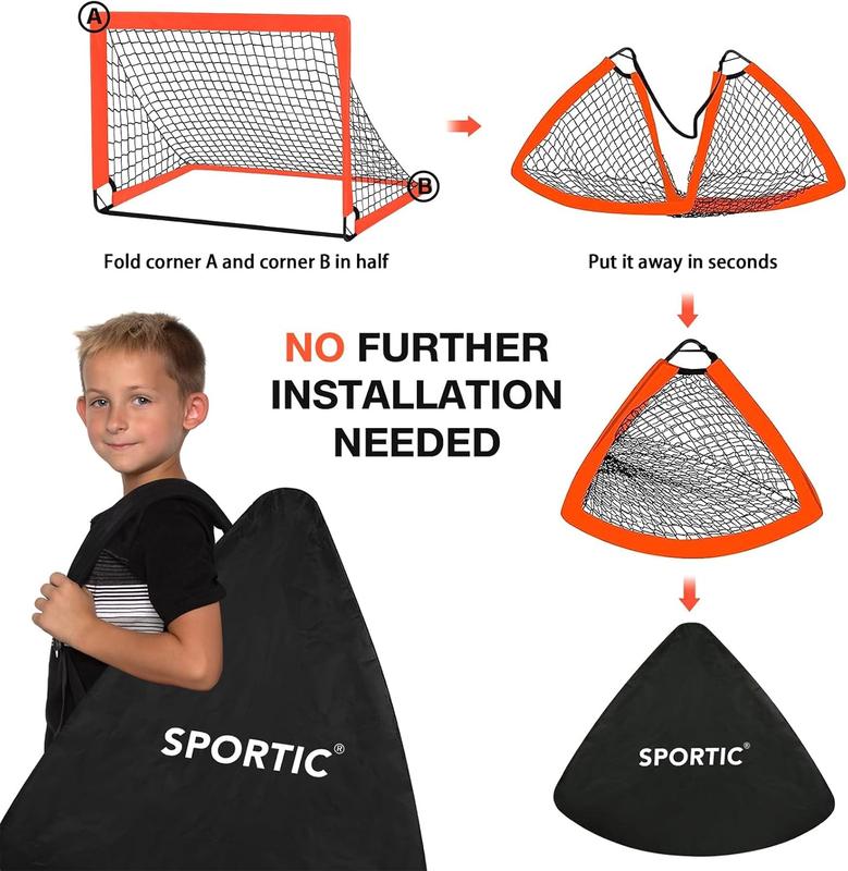 2 Pack 4' x 3' Soccer Goal Net Set for Indoor and Outdoor Portable Soccer Net with Carrying Bag & Ground Pegs soccer net