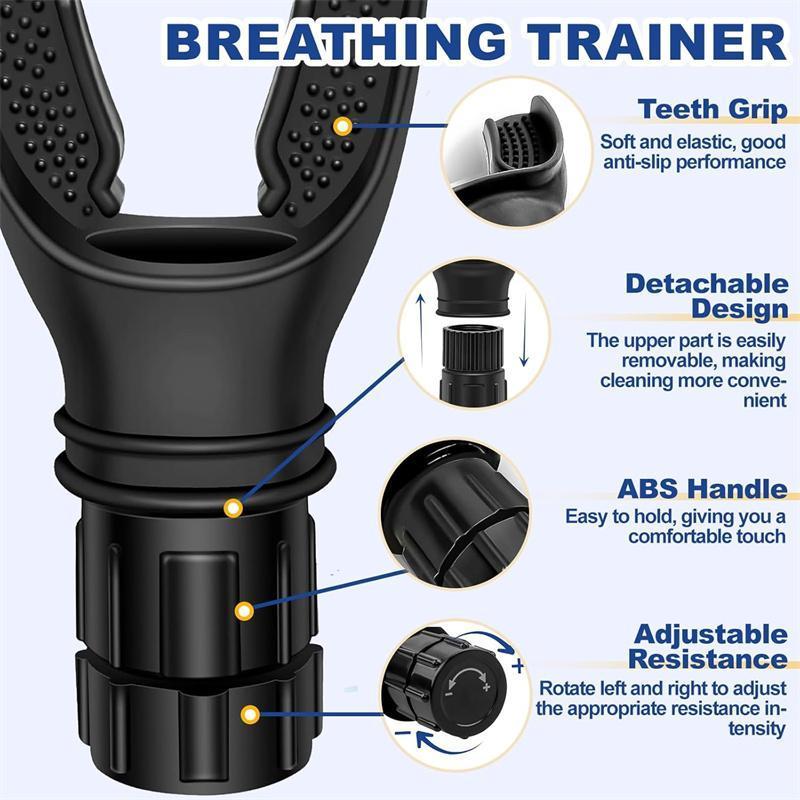 Portable Adjustable Lung Breathing Trainer,Breathing Exercise Device for Sports & Outdoor,Workout Accessories for Running Cycling Swimming Yoga