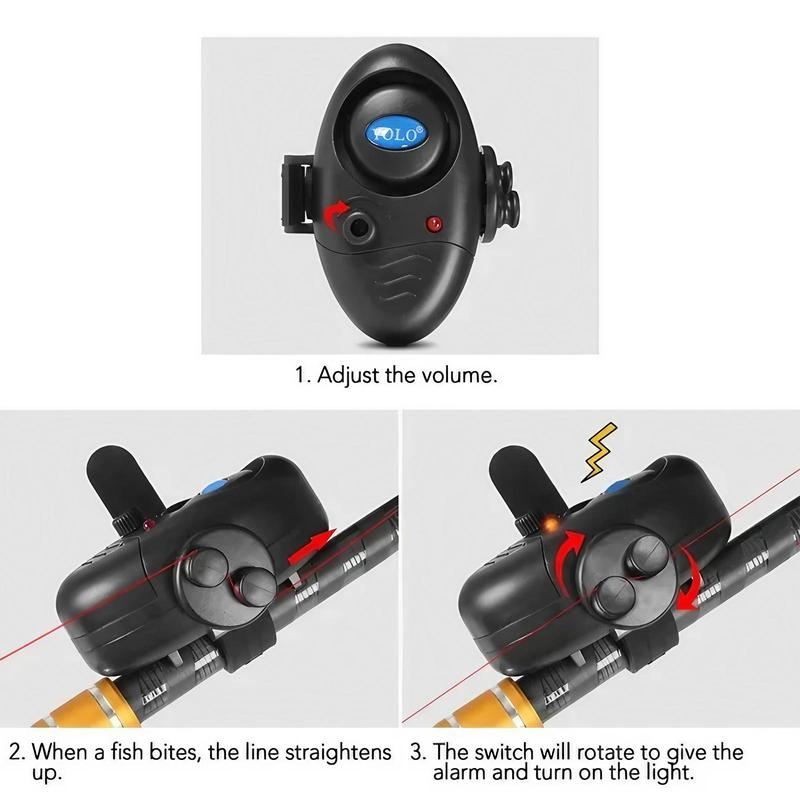 Fishing Bite Alarm with Adjustable Buckle & Strap, Intelligent Rod Biting Bite Bell LED Alarm for Daytime Night Fishing, Fishing Accessories, Christmas, Christmas Gift