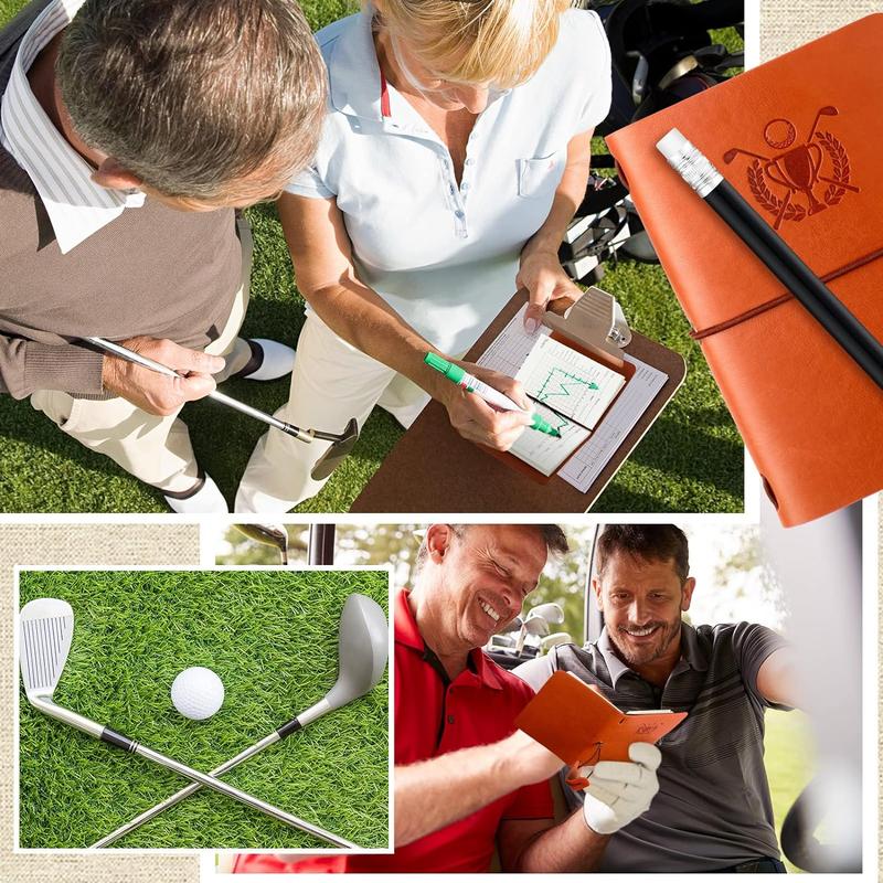 Golf Scorecard Book with Golf Pencil Leather Golf Journal Golf Notebook Golf Log Book Pocket Golf Score Book Golf Gifts for Men Golfers, Sports and Outdoor Golf Club Accessories