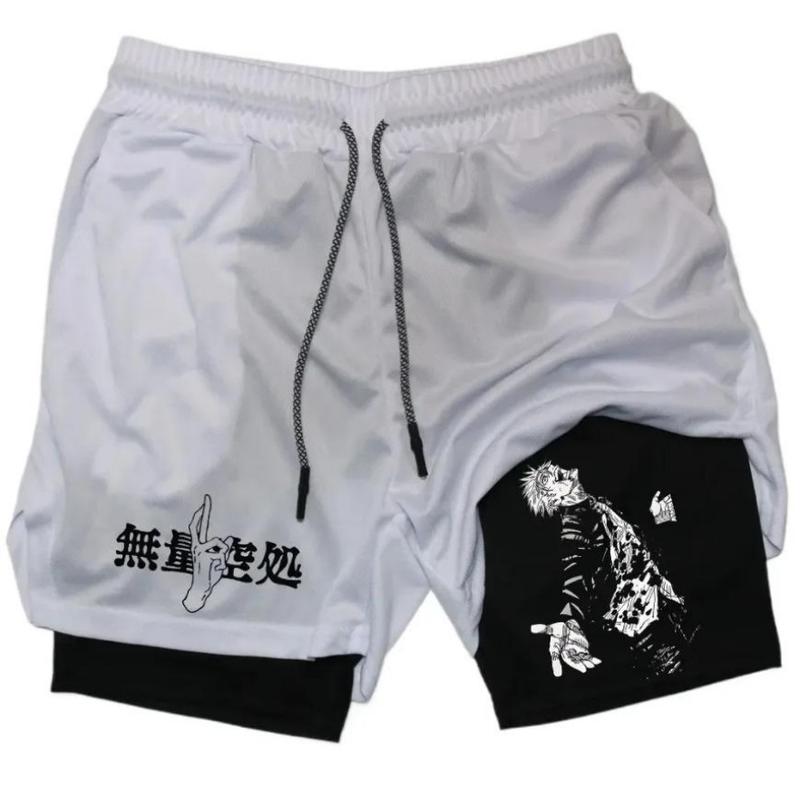 2 in 1 Jujutsu Gojo Quick Dry Shorts Running Training Joggers Fitness Gym Sports For Men