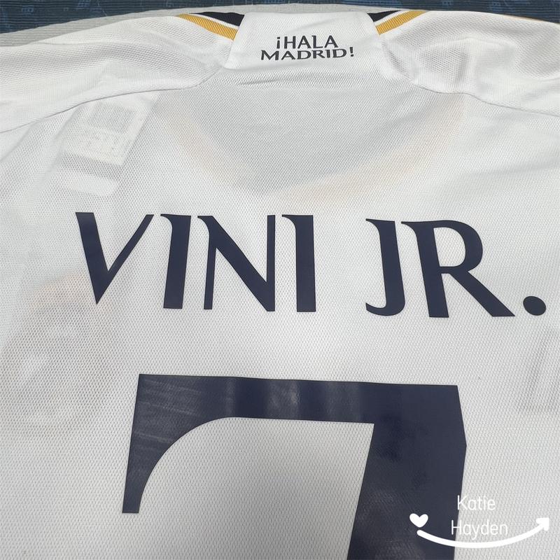 2324 Home Shirt  Vini Jr 7 White Long Sleeve Soccer Jersey