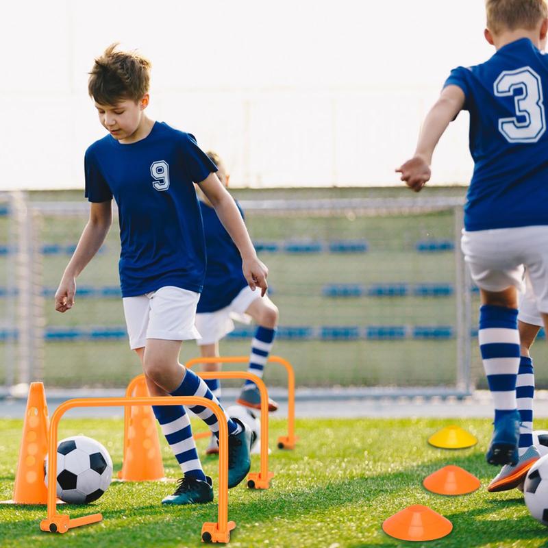 Adjustable Agility Training Hurdles Set - 6 Speed Hurdles, 12 Cones & Storage Bag for Football, Basketball, Soccer