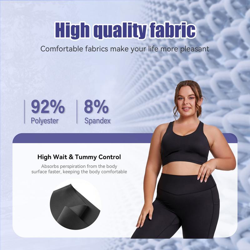 Viconow Tummy Control Leggings for Women - High Waist with Pockets Pants Workout Athletic Running Yoga Bike Pants for Gym