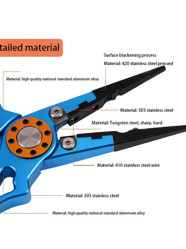 Multifunctional Fishing Pliers, 1 Set Aluminum Alloy Fishing Pliers with Storage Bag, Fishing Gear Articles Suit with Slip Rope, Outdoor Fishing Accessories