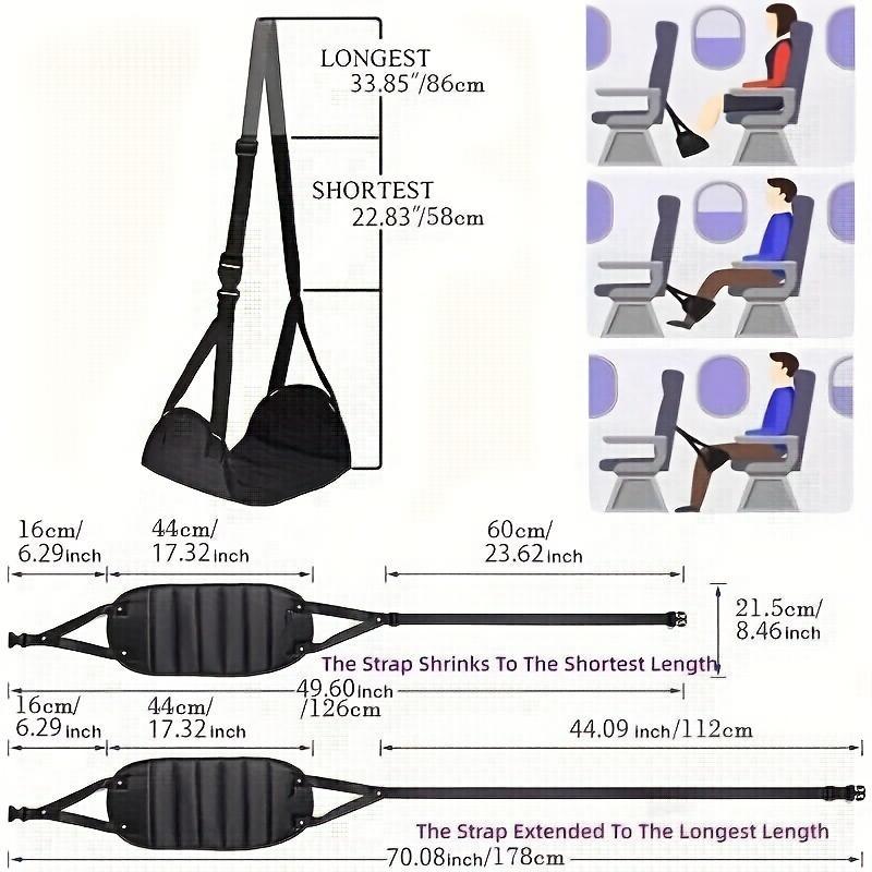 Foot Rest Hammock, Car Seat Foot Rest Hammock, Adjustable Strap Foot Rest Foot Rest Hammock, Office Strap Portable Foot Rest for Car Office Travel Airplane Flights