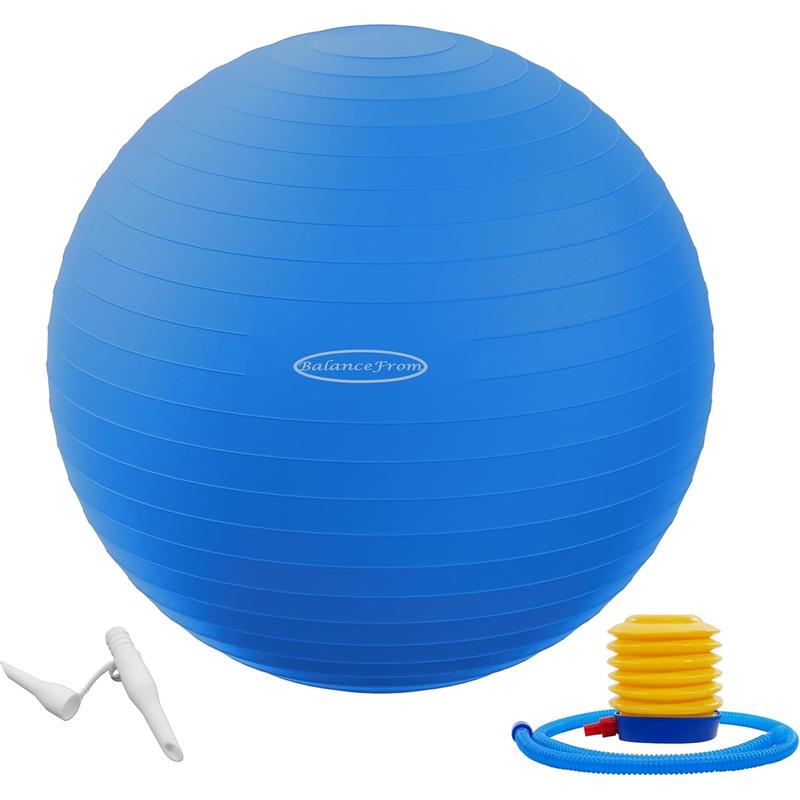 Signature Fitness Anti-Burst Exercise Ball with Quick Pump, 2,000-Pound Capacity, Yoga & Fitness Ball, Multiple Sizes - BalanceFrom