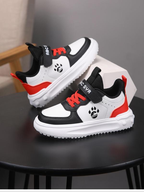 Boy's Letter & Paw Pattern Velcro Design Running Shoes, Sporty Comfortable Breathable Running Shoes, Lightweight Non-slip Sneakers for Daily Wear