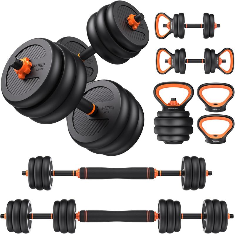 FEIERDUN Adjustable Dumbbells 20 30 50 70 lbs Set w  Connector, 4-in-1 Free Weights for Barbell, Kettlebell, Push-Up Stand – Versatile Home Gym for Men Women