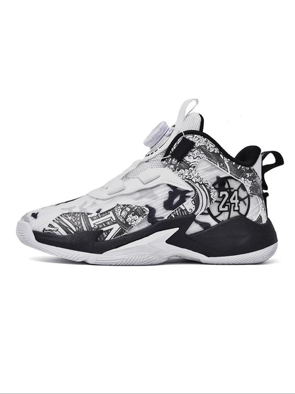 Unisex's Auto Buckle Basketball Shoes, Casual Sporty Breathable Comfortable Non-slip Graphic Print Basketball Shoes, Basketball Footwear for All Seasons