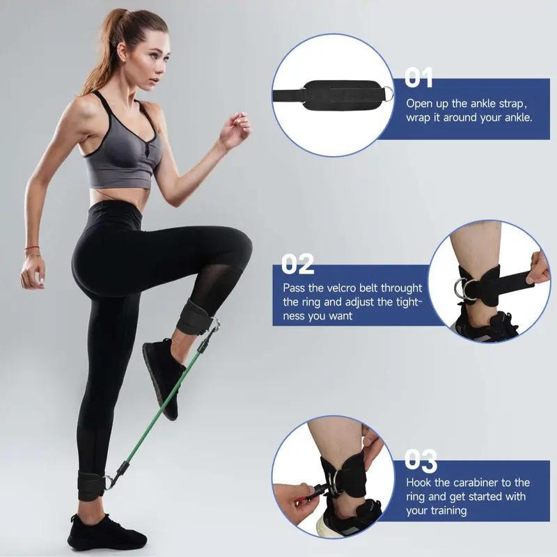 Summer Sports Resistance Band with Storage Bag, 1 Set Ankle Stretch Elastic Trainer, Foot Ring Hip Tension Rope [package List As Picture Shown], Gymtok, Gym Accessories, Gym Equipment