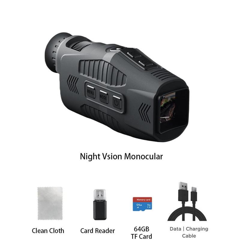 Night Vision Monocular, Rechargeable HD Photography & Video Monocular, Digital Zoom Monocular for Hunting, Camping, Wildlife Observation