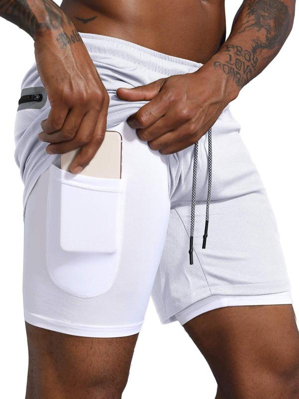 Men's Regular Fit Pocket Drawstring Waist Shorts, Men Shorts, Casual Elastic Waist Track Shorts for Gym Workout Running, Summer Outfits, Summer Men's Bottoms