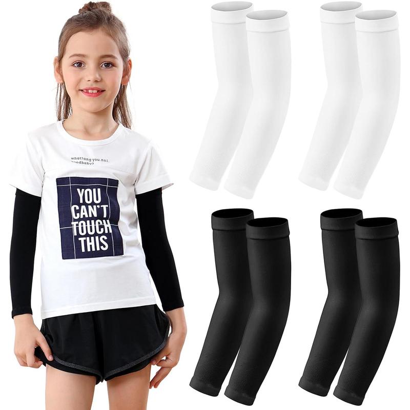 Kids Arm Sleeve 4 Pairs, Compression Arm Sleeve for Basketball Football Baseball Volleyball Youth Boy Girl Sports