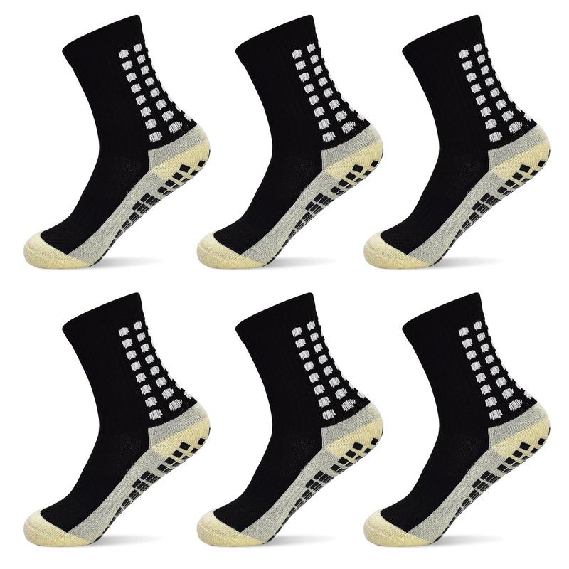 6 Pairs Mens Soccer Socks Grip Non Slip Football Baseball Soccer Socks for Women Men's  Anti Slip Non Slip Grip Pads Sports Athletic Socks