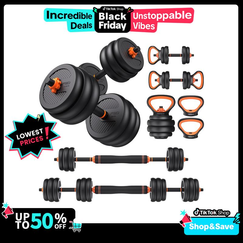 FEIERDUN Adjustable Dumbbells 20 30 50 70 lbs Set w  Connector, 4-in-1 Free Weights for Barbell, Kettlebell, Push-Up Stand – Versatile Home Gym for Men Women