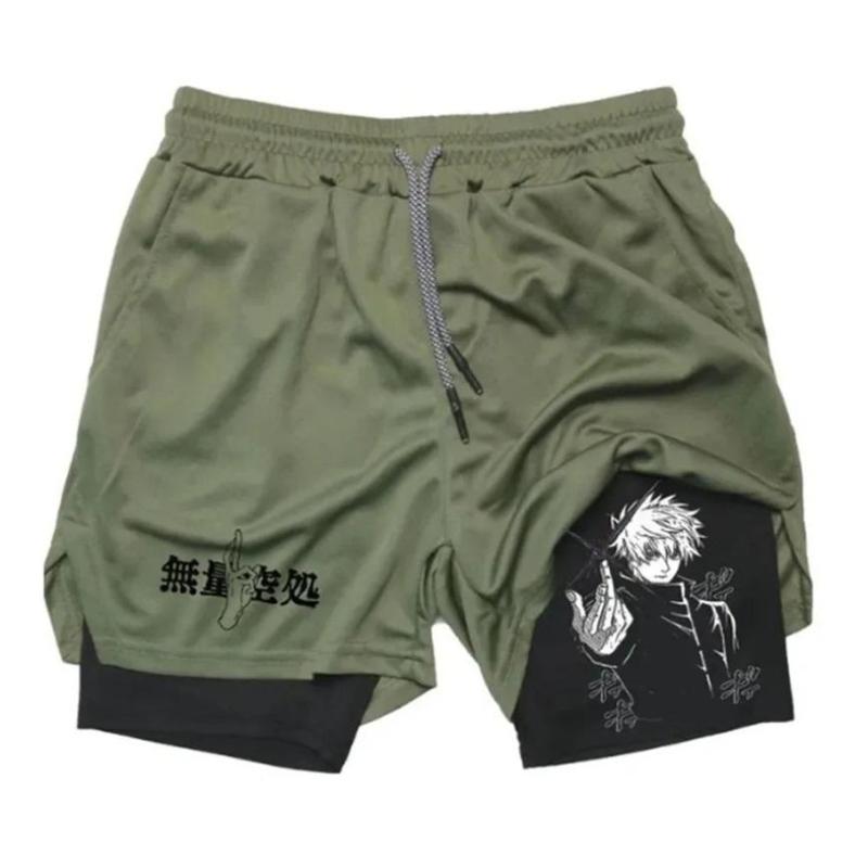 2 in 1 Jujutsu Gojo Quick Dry Shorts Running Training Joggers Fitness Gym Sports For Men