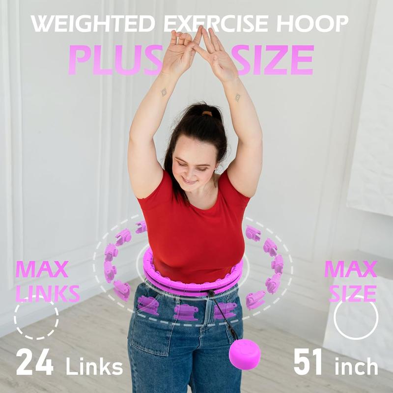 Weighted Hula Circle for Adults Weight Loss with Sweat Belt,Infinity Fitness Hoop Plus Size, Include 24 Detachable Links and Waist Trainer for Women plussize weightedhulahoop weight hulahoop hoolahoop j phula