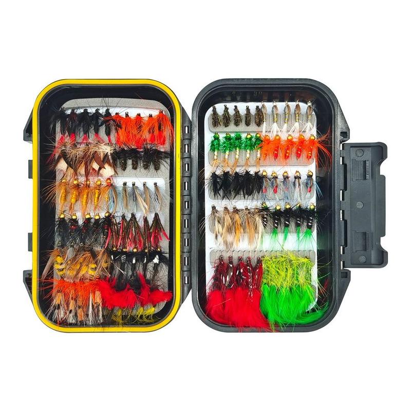 Fly Fishing Flies Assortment Kit, Portable Dry and Wet Nymph Design Fishing Lure for Outdoor Fishing