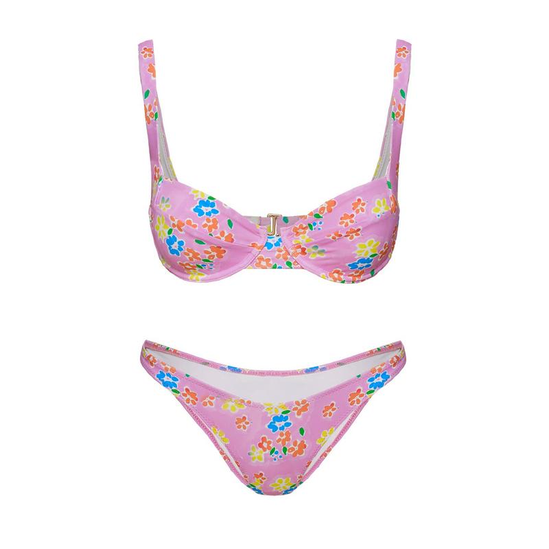 Love Letters Underwire Bikini Top Pink Floral