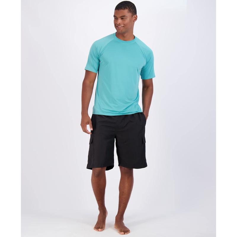 Real Essentials 4 Pack: Mens Short Sleeve Rash Guard Shirt Quick Dry UPF 50+ Sun Protection Swim (Available in Big & Tall)