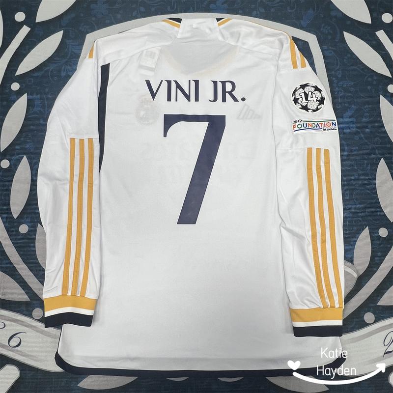 2324 Home Shirt  Vini Jr 7 White Long Sleeve Soccer Jersey