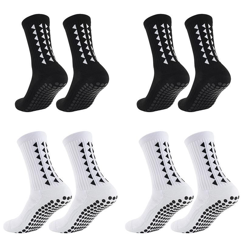 4 Pair Grip Soccer Socks Men Soccer Socks, Anti-Slip Socks for Soccer Football Basketball With Anti-Blister Pads