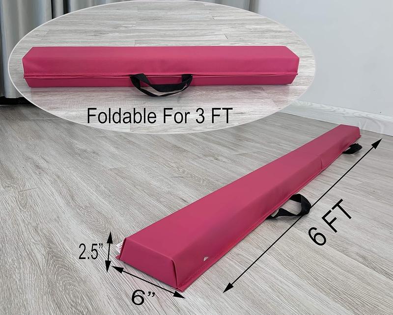 6FT 9FT Folding Balance Beam for Kids- Gymnastics Foam Floor Beam,Anti-Slip Bottom with Carrying Bag, Faux Suede Covered,Gymnastics Equipment for Home