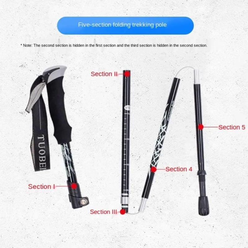 Foldable Hiking Stick, Lightweight Portable Hiking Pole, Extendable Hiking Stick, Compact Camping Equipment For Outdoor Enthusiasts