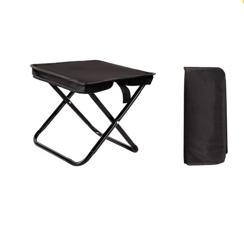 Compact lightweight folding camping bench - waterproof canvas, aluminum frame, suitable for outdoor activities such as gardening, fishing, barbecues, hiking, beach picnics - black