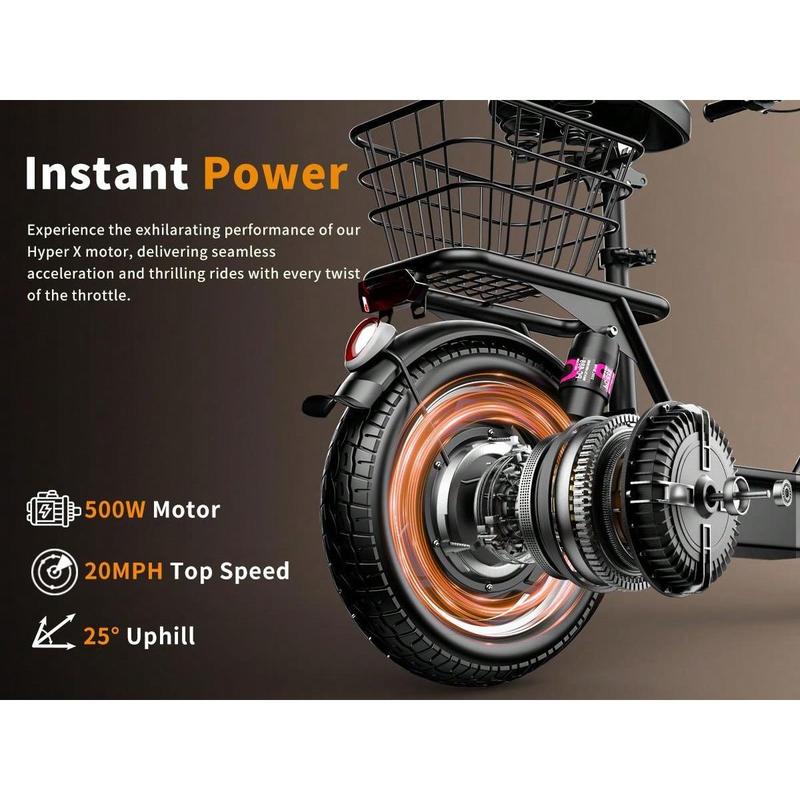 Electric Scooter Adults, 500W(650W Peak) Motor, 25mph Speed 30Miles Long Range Electric Scooter With Seat, Dual Disc Brakes, 48V 15AH E Scooter For Commuter, Travel