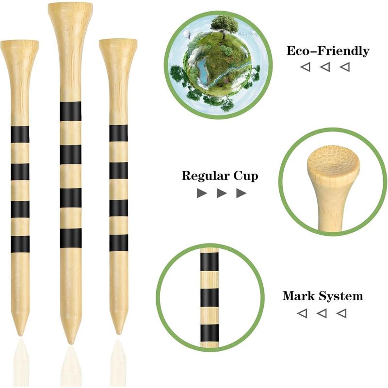 UniCaddie Biodegradable Bamboo Golf Tees - Adjustable Height, Eco-Friendly, Low Friction, Protects Clubs (50 pcs) golf tee