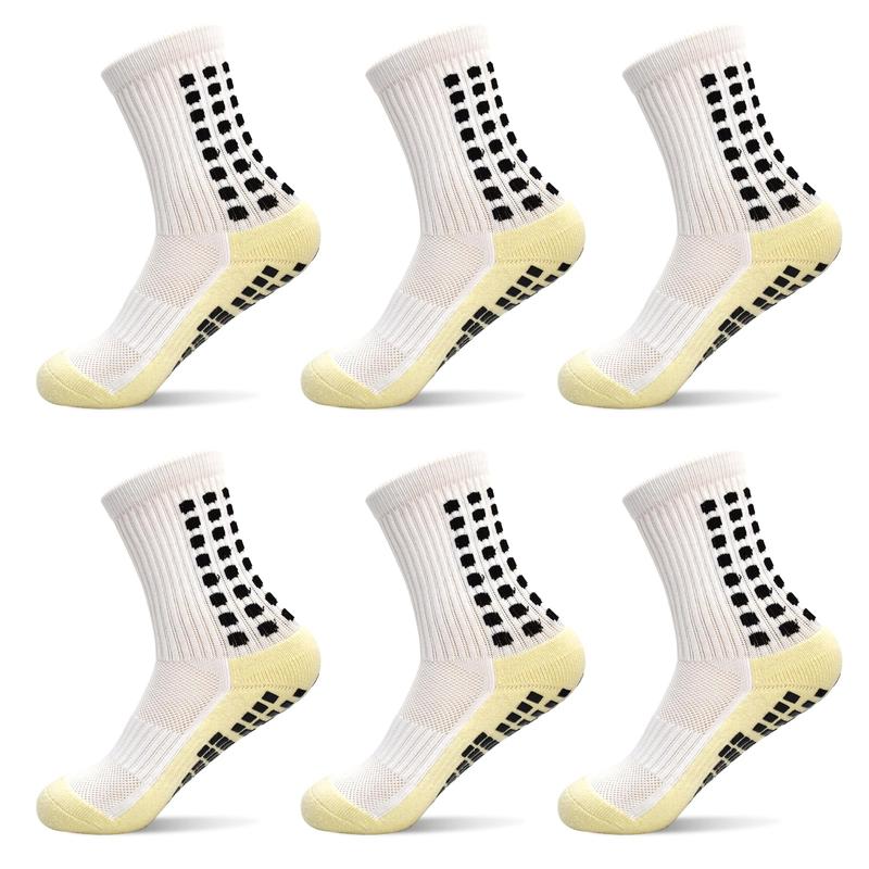 6 Pairs Mens Soccer Socks Grip Non Slip Football Baseball Soccer Socks for Women Men's  Anti Slip Non Slip Grip Pads Sports Athletic Socks