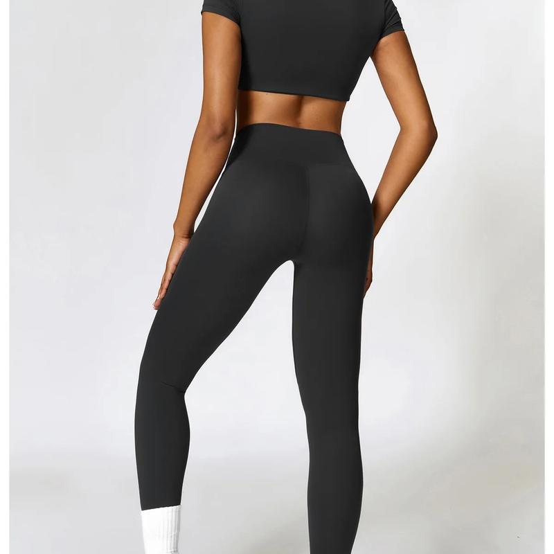 Women Running Tracksuit Long Sleeve Gym Fitness Clothes Workout Top High Waist Yoga Pants Leggings Two-Piece Set For Women