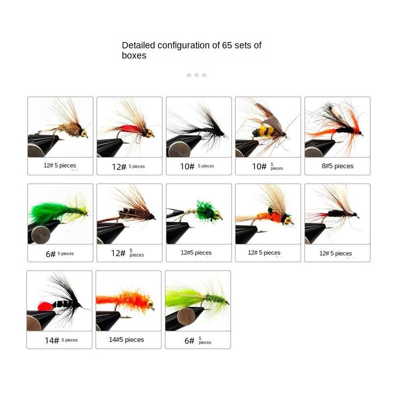 Fly Fishing Flies Assortment Kit, Portable Dry and Wet Nymph Design Fishing Lure for Outdoor Fishing